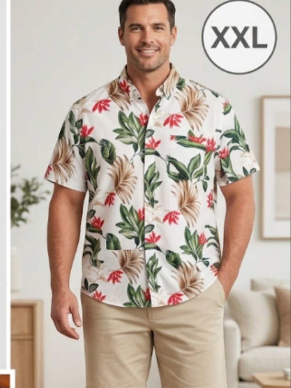Banana Republic Men's XXL Organic Cotton Tropical Resort Shirt | NWOT